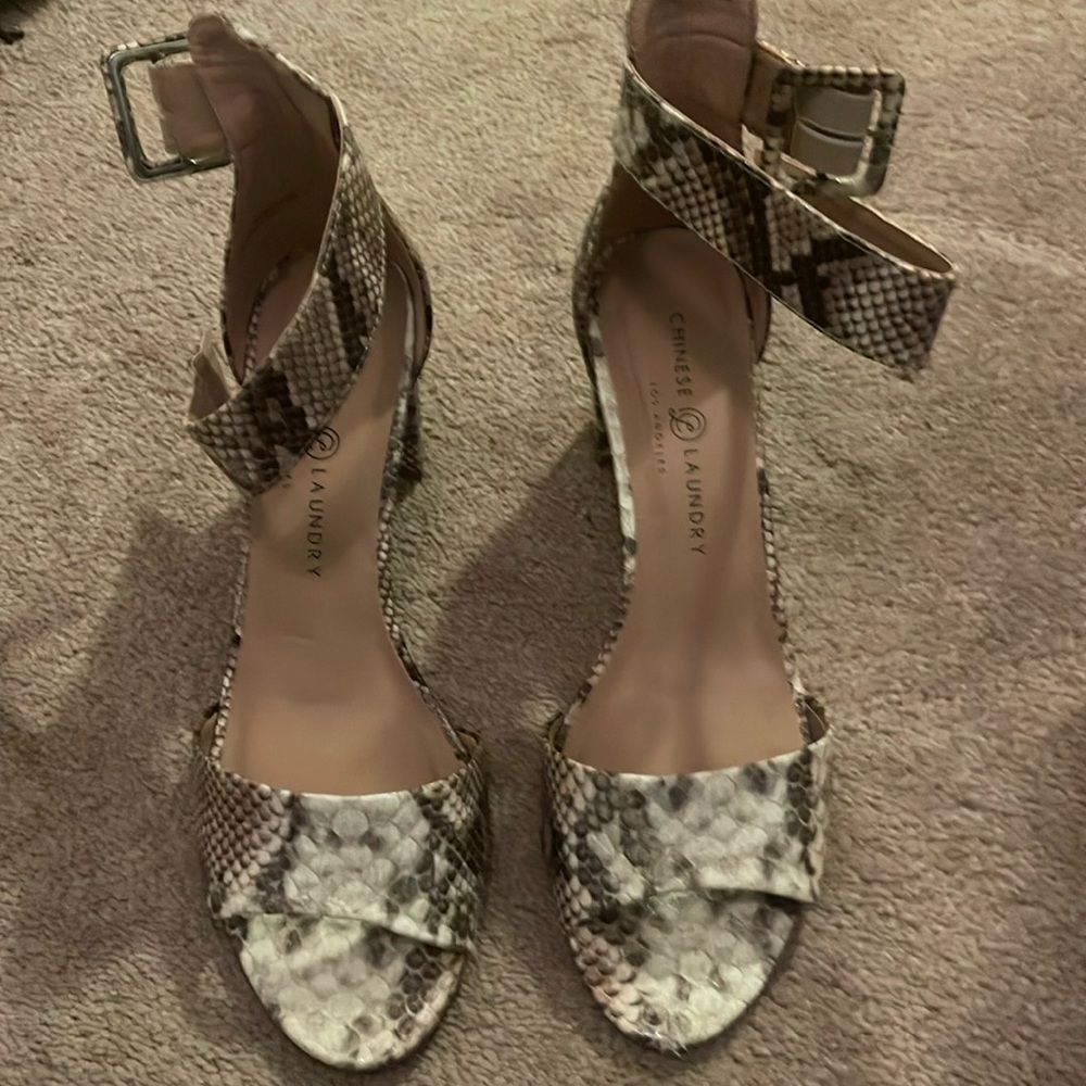 Cute snake print heels with ankle strap